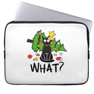Lustige schwarze Katze Weihnachtsbaum Frohe Santa Laptopschutzhülle