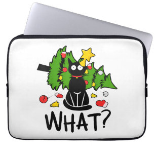 Lustige schwarze Katze Weihnachtsbaum Frohe Santa Laptopschutzhülle