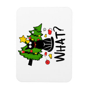 Lustige schwarze Katze Weihnachtsbaum Frohe Santa Magnet