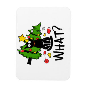 Lustige schwarze Katze Weihnachtsbaum Frohe Santa  Magnet