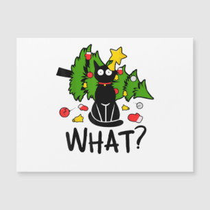 Lustige schwarze Katze Weihnachtsbaum Frohe Santa Magnetkarte