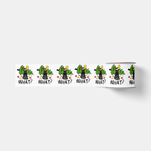 Lustige schwarze Katze Weihnachtsbaum Frohe Santa Ripsband