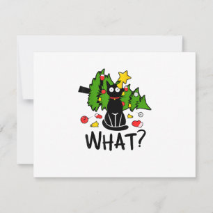 Lustige schwarze Katze Weihnachtsbaum Frohe Santa RSVP Karte