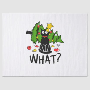 Lustige schwarze Katze Weihnachtsbaum Frohe Santa Seidenpapier