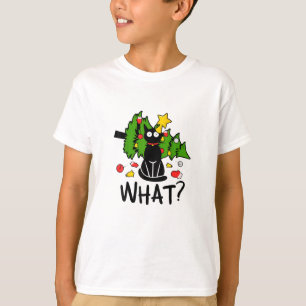 Lustige schwarze Katze Weihnachtsbaum Frohe Santa T-Shirt