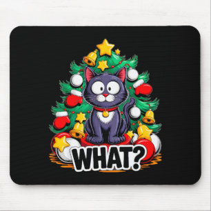 Lustige schwarze Katze Weihnachtsbaum Frohe Weihna Mousepad