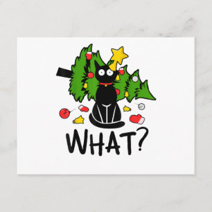 Lustige schwarze Katze Weihnachtsbaum Merry Santa  Begleitkarte