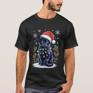 Lustige schwarze Katze Weihnachtsbaum Weihnachten T-Shirt