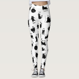 Lustige schwarze Katzen Cartoon-Muster Leggings