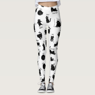 Lustige schwarze Katzen Cartoon-Muster Leggings