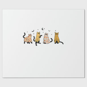 Lustige schwarze Katzen Gespenst Halloween Muster Geschenkpapier