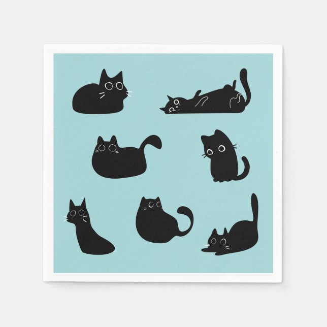 Lustige schwarze Katzen Serviette (Vorderseite)