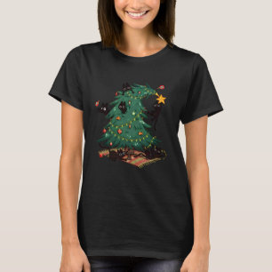 Lustige schwarze Katzen Weihnachten Xmas Baum Fami T-Shirt