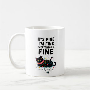 Lustige schwarze Katzen-Weihnachtslicht-Tasse Kaffeetasse