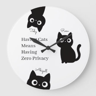 Lustige schwarze Kitty-Katzen Haustier-Geschenk Pe Große Wanduhr