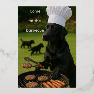 Lustige Schwarze Lab-Barbecue Folieneinladung