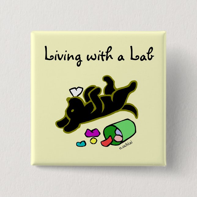 Lustige schwarze Labrador-Cartoon-Illustration Button (Vorderseite)