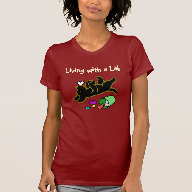 Lustige schwarze Labrador-Cartoon-Illustration T-Shirt (Vorderseite)