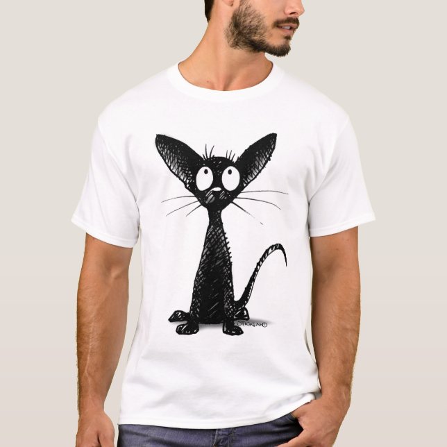 Lustige schwarze orientalische Katze T-Shirt (Vorderseite)