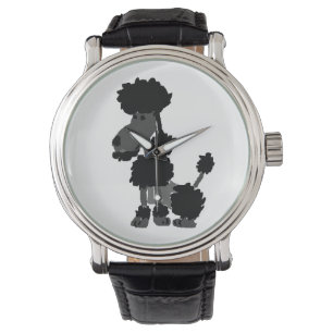 Lustige schwarze Pudel-Hundekunst Armbanduhr