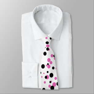 Lustige schwarze rosa Confetti-Tupfen auf Weiß Krawatte