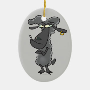 lustige schwarze Schafskarikatur Keramikornament