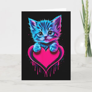 Lustige Schwarzlicht-Glitch-Art Süße Katze Kätzche Karte