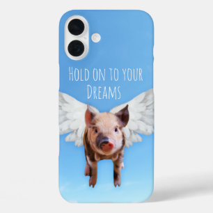 Lustige Schweine Könnten Fliegen Halte an Träumen iPhone 16 Plus Hülle