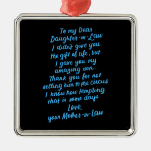 Lustige Schwiegertochter an meine liebe Schwiegert Ornament Aus Metall
