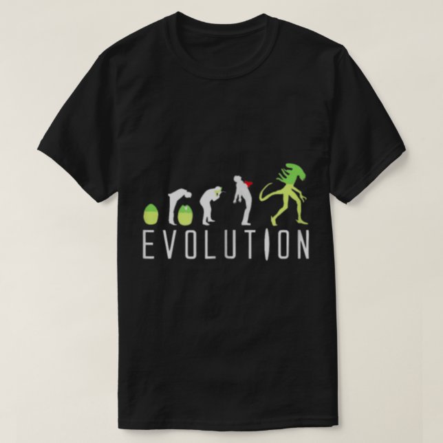 Lustige Sci-Fi-Design Alien-Evolution T-Shirt (Design vorne)