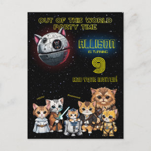 Lustige Science-Fiction-Katze Individuelle Einladu Postkarte