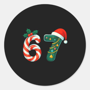Lustige Sechs Sieben 6 7 Meme Weihnachten Familie  Runder Aufkleber
