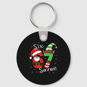 Lustige Sechs Sieben 6 7 Meme Weihnachten Santa El Schlüsselanhänger