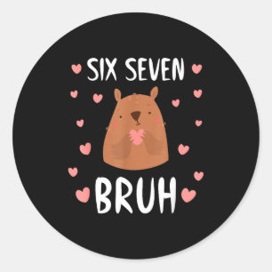 Lustige Sechs Sieben Bruh 67 Groundhog Kinder Jung Runder Aufkleber