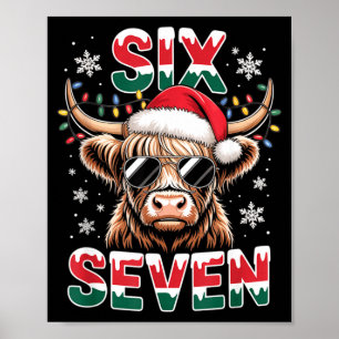 Lustige Sechs Sieben Highland-Kuh-Weihnachten 67 C Poster