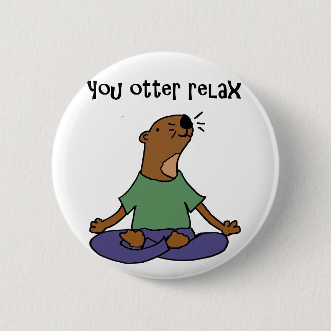 Lustige Seeotter-Yoga-Grafik Button (Vorderseite)