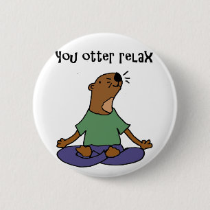 Lustige Seeotter-Yoga-Grafik Button