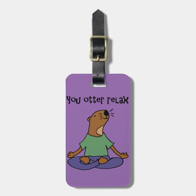 Lustige Seeotter-Yoga-Grafik Gepäckanhänger (Vorderseite vertikal)