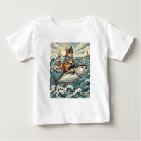 Lustige Seglerkatze Reitet Tuna Fisch Vintage