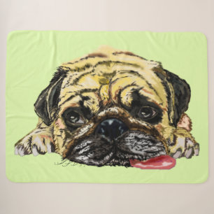 Lustige Sherpa-Decke mit Pug-Hund - Ihre Farben Sherpadecke