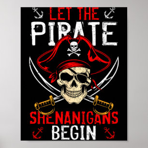 Lustige Shirts Skelett Totenkopf Pirat Poster