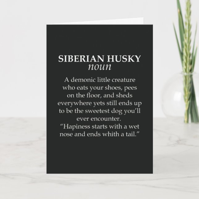 Lustige Siberian Husky Karten Schwarz-Weiß Hund Ha (Vorderseite)