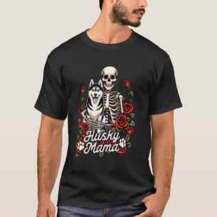 Lustige Sibirische Husky-Mutter Skelett Hundemutte T-Shirt