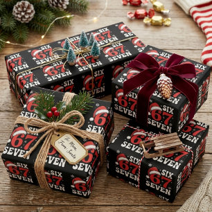Lustige Six Seven Santa Hut Weihnachts Spruch Geschenkpapier