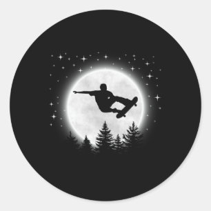 Lustige Skateboarder-Silhouette Skateboardfahren M Runder Aufkleber