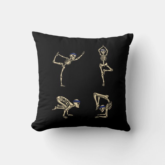 Lustige Skeleton Yogaworkout-Posen Halloween Kissen (Vorderseite)