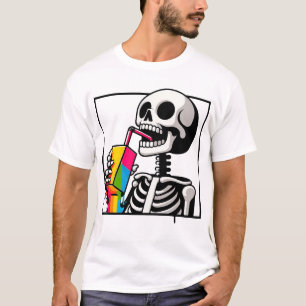 Lustige Skelett-Saft-Pause-Illustration T-Shirt