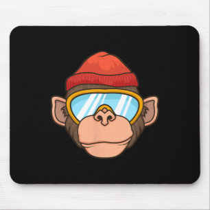 Lustige Ski-Affen-Brille Gorilla-Skiing-Berg G Mousepad