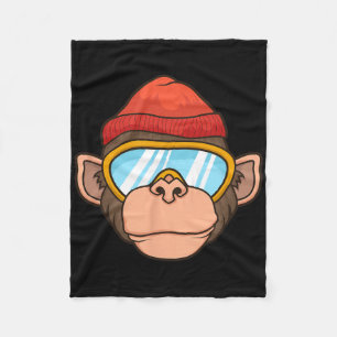 Lustige Skiaffe-Brille Gorilla Skifahren Berg G Fleecedecke