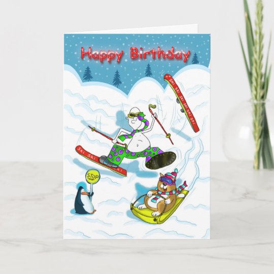 Lustige Skifahren Geburtstagskarte Bonze U Karte Zazzle Ch